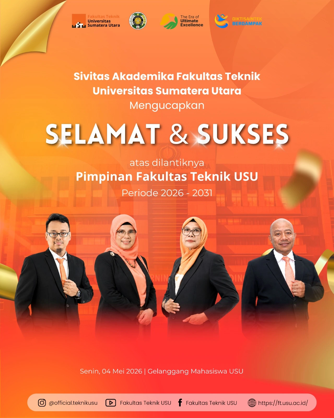 Dekanat Fakultas Teknik USU Periode 2026 - 2031